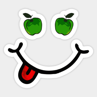 Green Apple & Smile (in the shape of a face) Sticker